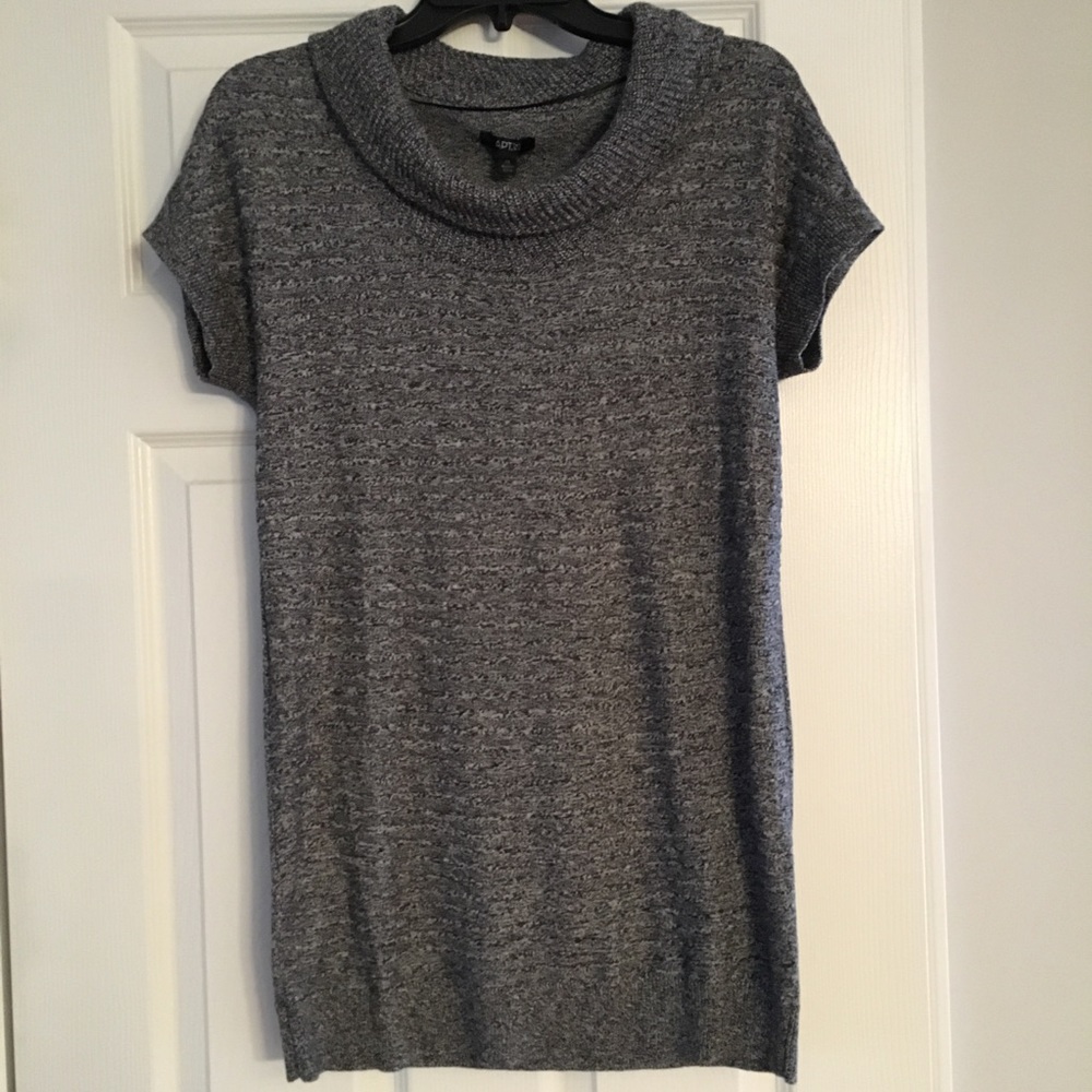 Short sleeve cowl neck sweater